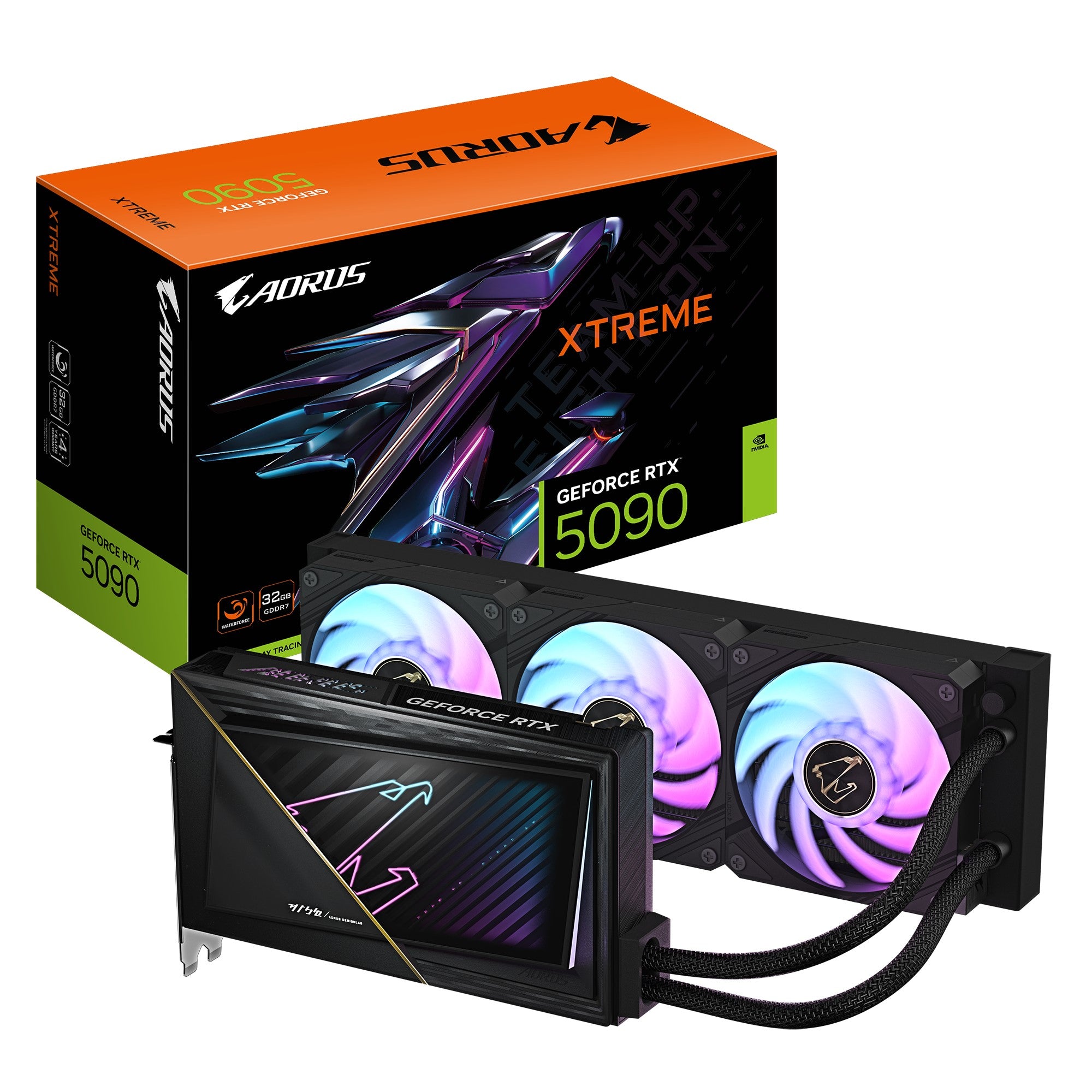Gigabyte AORUS GeForce RTX 5090 XTREME WATERFORCE 32G, 2655 MHz , CUDA 21760, 28 Gbps, GDDR7, 512 bit, PSU 1000W, DisplayPort 2.1b *3 HDMI 2.1b *1 Gigabyte AORUS GeForce RTX 5090 XTREME WATERFORCE 32G, 2655 MHz , CUDA 21760, 28 Gbps, GDDR7, 512 bit, PSU 1000W, DisplayPort 2.1b *3 HDMI 2.1b *1